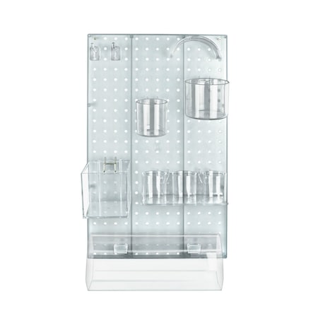 Azar Displays 10-Piece Clear Pegboard Organizer Kit with 1 Panel and Accessory 900940-CLR